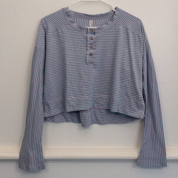 Free People Tops - Free People Intimately Striped Henley Cropped Top - Size XS